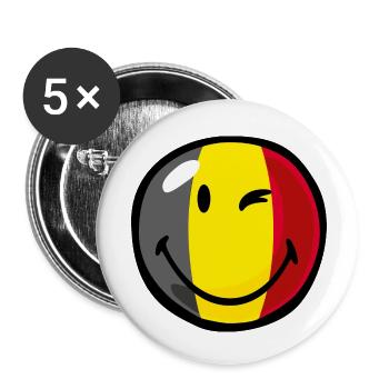 Smiley Flag Belgium - Lot de 5 petits badges (25 mm) - blanc - Devant