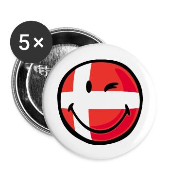 Smiley Flag Denmark - Buttons klein 25 mm (5er Pack) - Weiß - Vorne