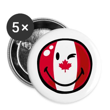 Smiley Flag Canada - Buttons small 1''/25 mm (5-pack) - white - Front
