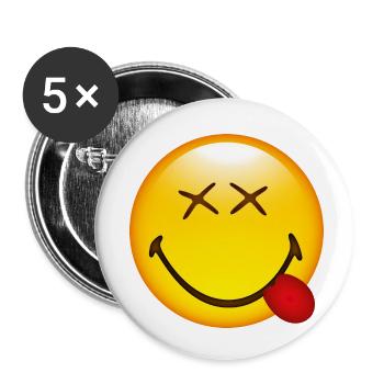 Smiley Tongue out - Buttons klein 25 mm (5er Pack) - Weiß - Vorne