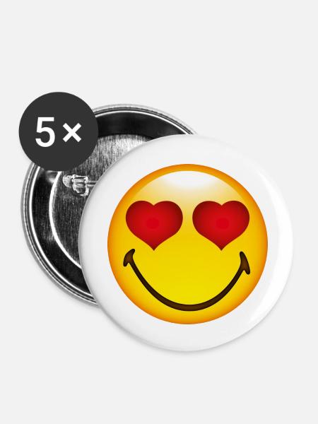 Smiley Heart - Buttons klein 25 mm (5er Pack) - Weiß