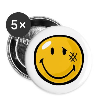 Smiley Beaten - Buttons small 1''/25 mm (5-pack) - white - Front