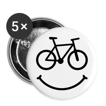 bike smile biker - Buttons klein 25 mm (5er Pack) - Weiß - Vorne