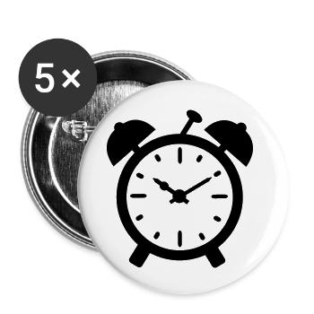 wecker uhr - Buttons klein 25 mm (5er Pack) - Weiß - Vorne
