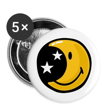 Smiley Moon Stars - Lot de 5 petits badges (25 mm) - blanc - Devant