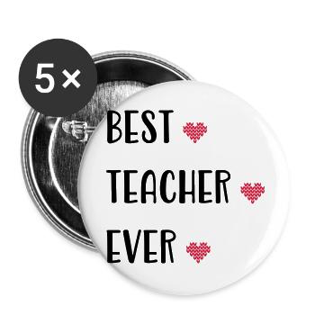 Enseignant - Lot de 5 petits badges (25 mm) - blanc - Devant