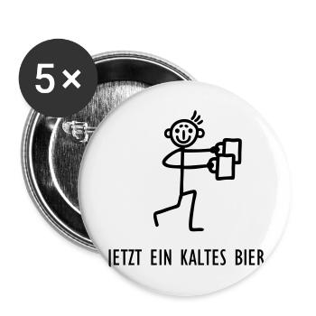 Strichmännchen - Kaltes Bier - Buttons klein 25 mm (5er Pack) - Weiß - Vorne