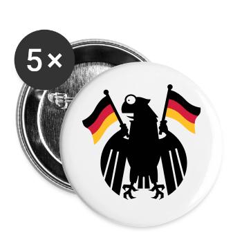 Wappenadler Karikatur / German Eagle Cartoon (3c) - Buttons klein 25 mm (5er Pack) - Weiß - Vorne