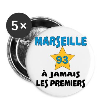 Marseille à jamais les premiers - Buttons klein 25 mm (5er Pack) - Weiß - Vorne