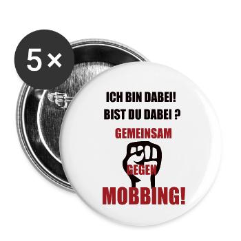 Gemeinsam Gegen Mobbing s - Buttons klein 25 mm (5er Pack) - Weiß - Vorne