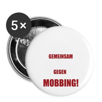 Gemeinsam Gegen Mobbing - Buttons klein 25 mm (5er Pack) - Weiß - Vorne