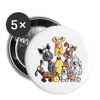 Funny Dogs - Buttons small 1''/25 mm (5-pack) - white - Front