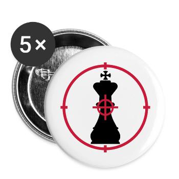 Chess / Echecs / Stratégie / Dames / Geek - Lot de 5 petits badges (25 mm) - blanc - Devant