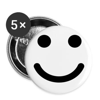Smilie - Buttons klein 25 mm (5er Pack) - Weiß - Vorne