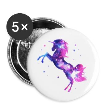 Magique licorne, unicorn, magie, space, galaxy - Lot de 5 petits badges (25 mm) - blanc - Devant