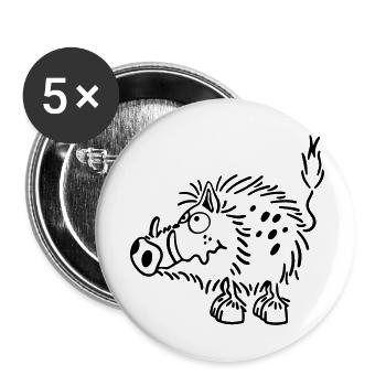 Happy Wild Boar - Buttons small 1''/25 mm (5-pack) - white - Front
