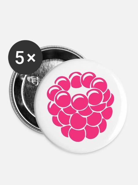 himbeere - Buttons klein 25 mm (5er Pack) - Weiß