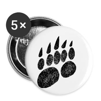 Bärentatze Bärenklaue Pranke - Buttons klein 25 mm (5er Pack) - Weiß - Vorne