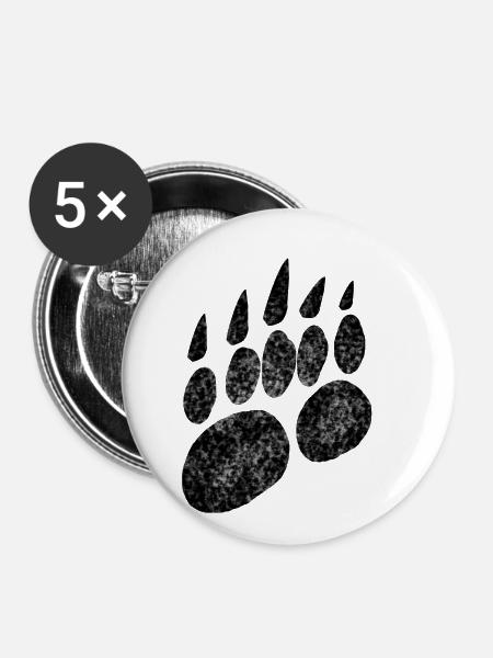 Bärentatze Bärenklaue Pranke - Buttons klein 25 mm (5er Pack) - Weiß