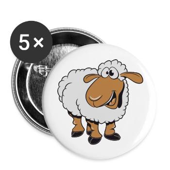 Saule mouton mange stupide troupeau d'herbe poursuit - Lot de 5 petits badges (25 mm) - blanc - Devant