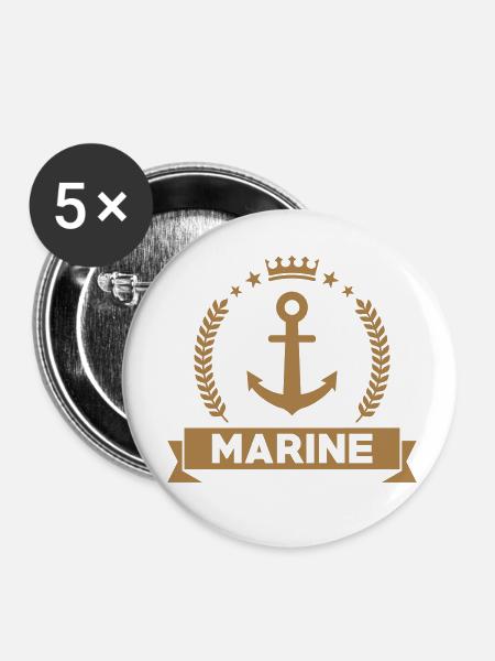 Seemann / Boot / Marine / Meer / Fischer - Buttons klein 25 mm (5er Pack) - Weiß