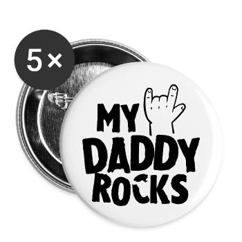 My daddy rocks - Lot de 5 petits badges (25 mm) - blanc - Devant
