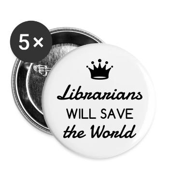 Library Librarian Bibliothek Bibliothèque Livre - Buttons small 1''/25 mm (5-pack) - white - Front