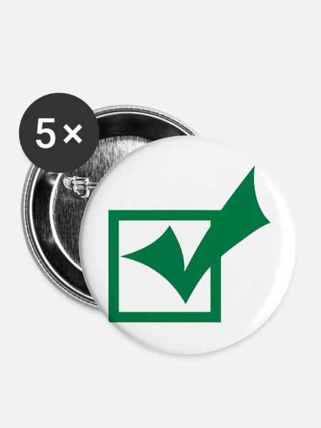 OK gültig Kontrollkästchen 401 - Buttons klein 25 mm (5er Pack) - Weiß