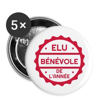 Bénévole / Humanitaire / Solidaire / Aide - Lot de 5 petits badges (25 mm) - blanc - Devant
