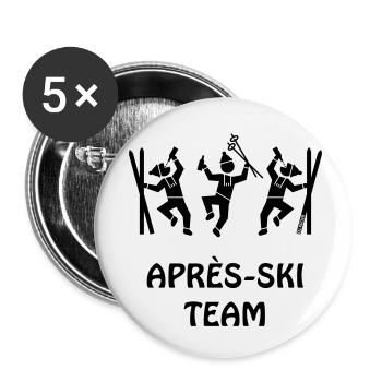 Après-Ski Team - Buttons klein 25 mm (5er Pack) - Weiß - Vorne