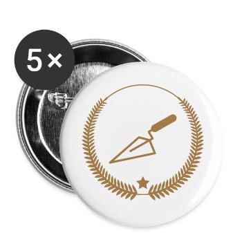 carreleur / carrelage / construction / maçon - Lot de 5 petits badges (25 mm) - blanc - Devant
