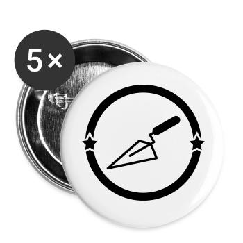 carreleur / carrelage / construction / maçon - Lot de 5 petits badges (25 mm) - blanc - Devant
