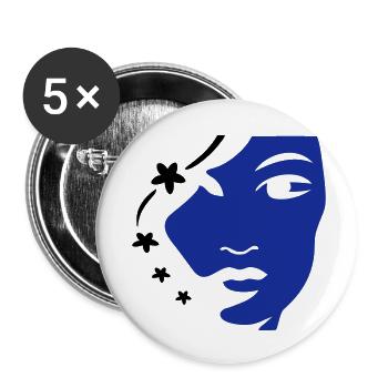 Mädchengesicht Gesicht Frauengesicht - Buttons klein 25 mm (5er Pack) - Weiß - Vorne