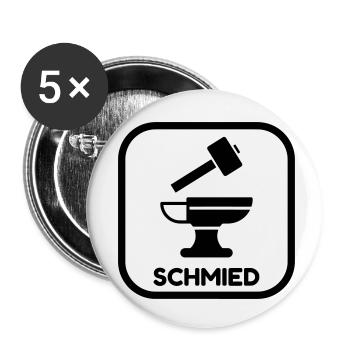 Schmied / Schmiede / Metall / Hammer - Buttons klein 25 mm (5er Pack) - Weiß - Vorne