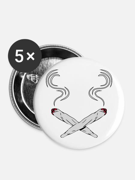 kiffen joints design - Buttons klein 25 mm (5er Pack) - Weiß