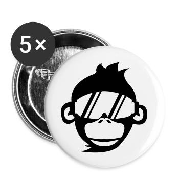 affe_skibrille_01 - Buttons klein 25 mm (5er Pack) - Weiß - Vorne