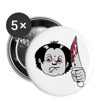 couteau d'horreur - Lot de 5 petits badges (25 mm) - blanc - Devant