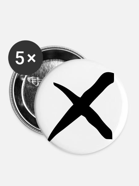 X Kreuz - Buttons klein 25 mm (5er Pack) - Weiß