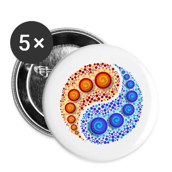 Yin Yang, Elements, Dot Art, Mosaic, Spiral - Buttons small 1''/25 mm (5-pack) - white - Front