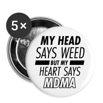 MDMA - Lot de 5 petits badges (25 mm) - blanc - Devant