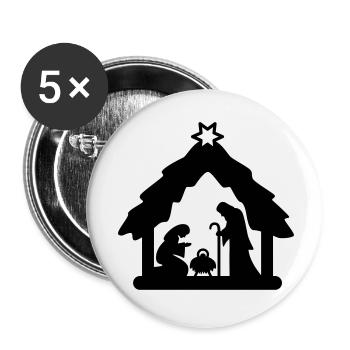 Nativity scene, crib figures, holy family - Buttons small 1''/25 mm (5-pack) - white - Front