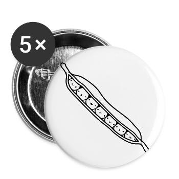 visages pois doux mignon petite cosse de pois - Lot de 5 petits badges (25 mm) - blanc - Devant