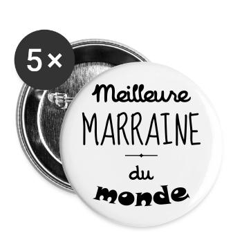 Godmother Patin Marraine Baby Bébé Family - Buttons small 1''/25 mm (5-pack) - white - Front