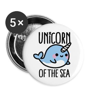 Unicorn of the sea - Buttons small 1''/25 mm (5-pack) - white - Front