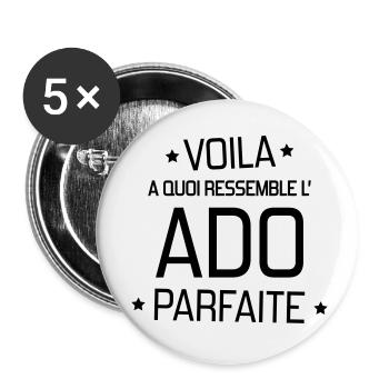 adolescent / enfant / ado / adolescente - Lot de 5 petits badges (25 mm) - blanc - Devant