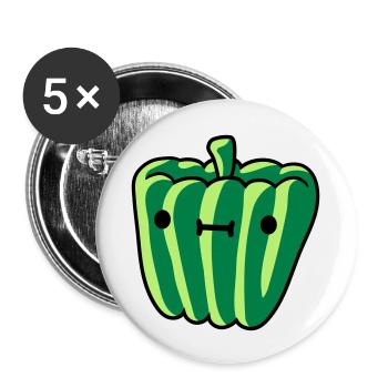 doux paprika avec visage délicieux légumes mignon le - Lot de 5 petits badges (25 mm) - blanc - Devant