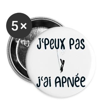 j'peux pas j'ai apnée - Lot de 5 petits badges (25 mm) - blanc - Devant