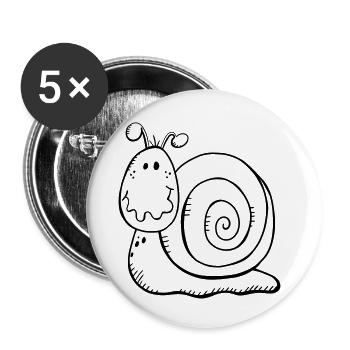 Lustige Schnecke - Schnecken - Natur - Wildnis - Buttons klein 25 mm (5er Pack) - Weiß - Vorne