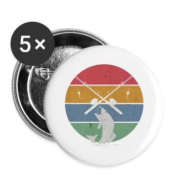 Angeln Angler - Buttons klein 25 mm (5er Pack) - Weiß - Vorne