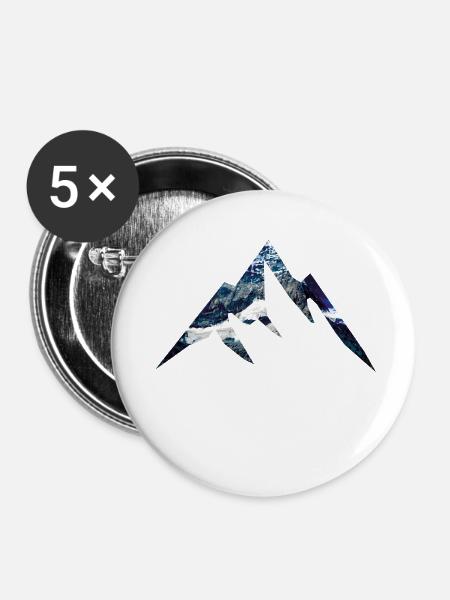 mountains design - Buttons klein 25 mm (5er Pack) - Weiß